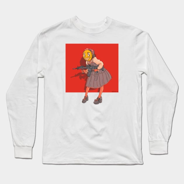 Masked Gun Girl Long Sleeve T-Shirt by wah.ah.ah